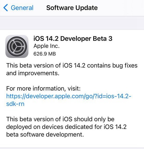 Apple  iOS 14.2Beta 3更新内容及升级方法