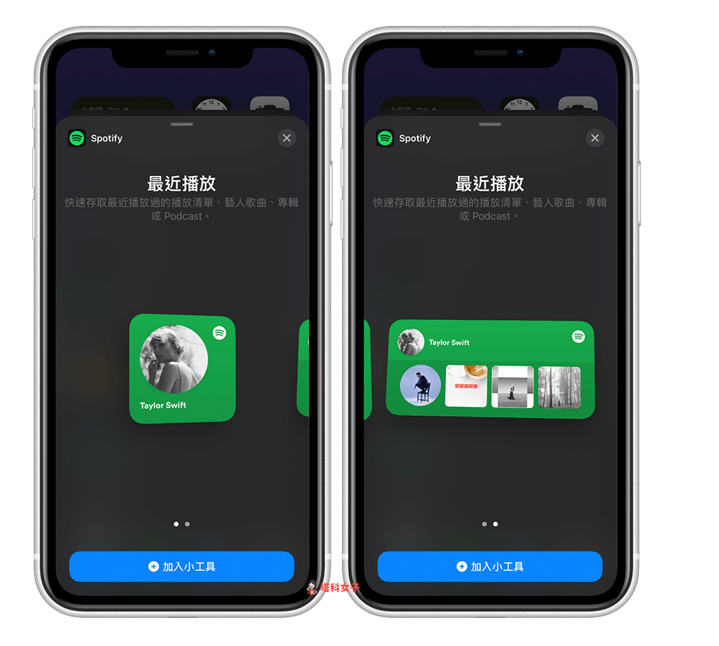 iOS14 Spotify 小工具｜选择小工具