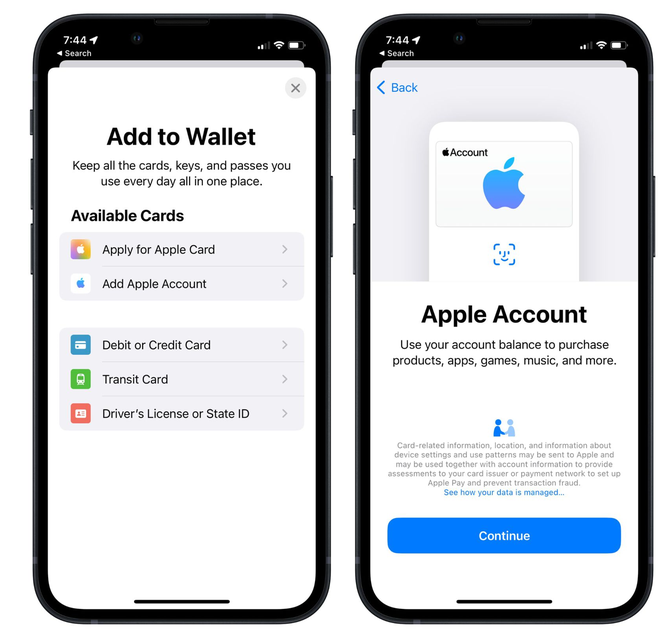iOS 15.5钱包App如何添加 Apple 账户？